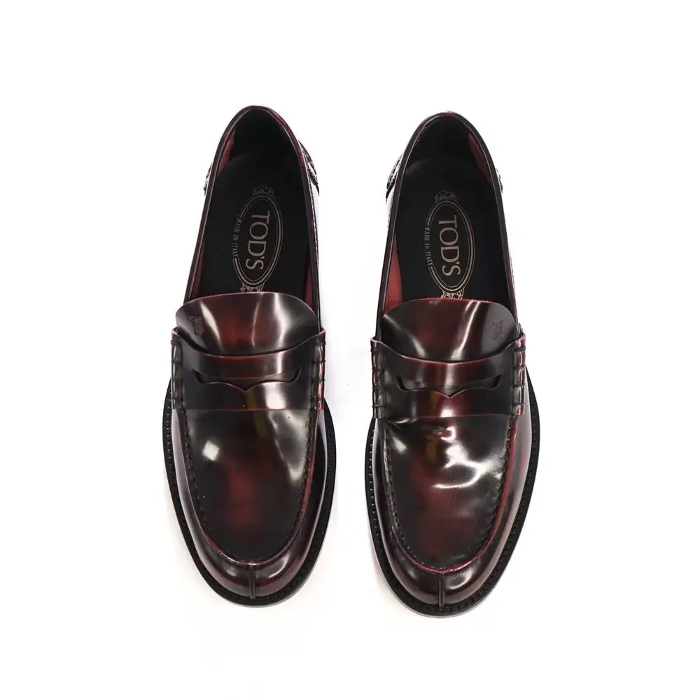 $925 TOD'S - Burgundy Leather Penny Loafers - US 8 (7UK)